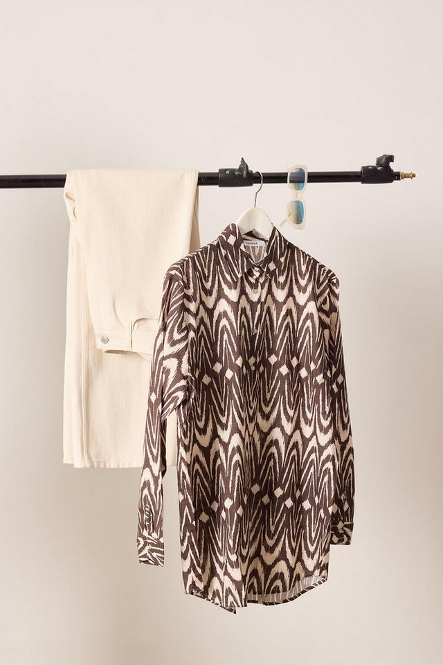 touche prive Hemdbluse 100 % gemustertes Oversize-Hemd aus Baumwolle touche prive Hemdbluse 100 % gemustertes Oversize-Hemd aus Baumwolle von touche prive