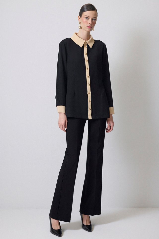 touche prive Hemdbluse CRÊPE-HEMD MIT GOLDENEM KNOPF von touche prive