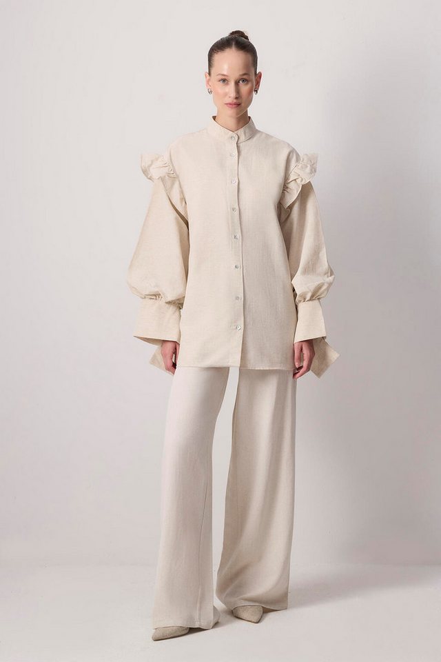 touche prive Hemdbluse LEINEN RÜSCHENHEMD MIT STRUKTUR von touche prive