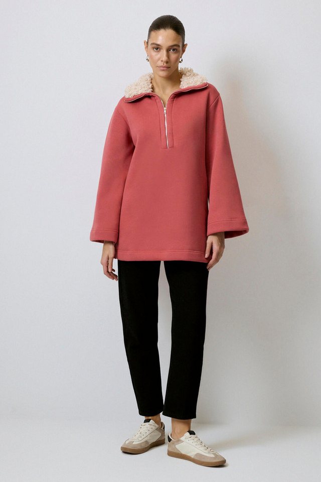 touche prive Kapuzenpullover SWEATSHIRT MIT KUNSTPELZKRAGEN von touche prive