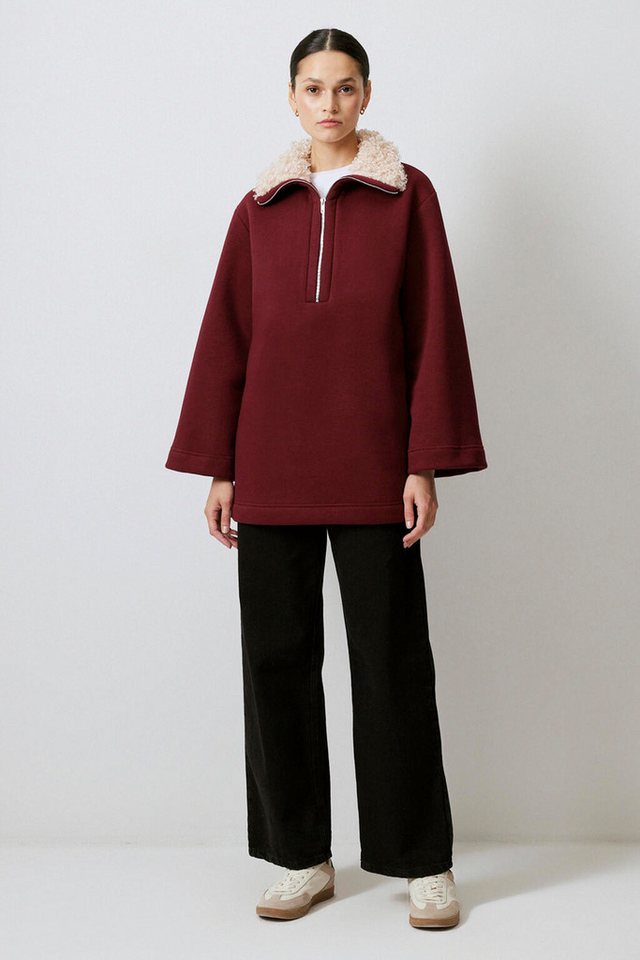 touche prive Kapuzenpullover SWEATSHIRT MIT KUNSTPELZKRAGEN von touche prive