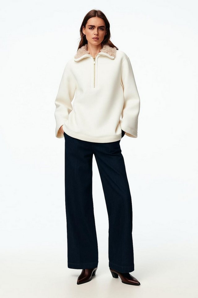 touche prive Kapuzenpullover SWEATSHIRT MIT KUNSTPELZKRAGEN von touche prive
