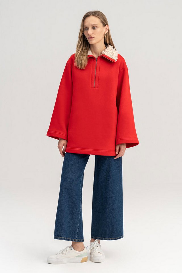 touche prive Kapuzenpullover SWEATSHIRT MIT KUNSTPELZKRAGEN von touche prive