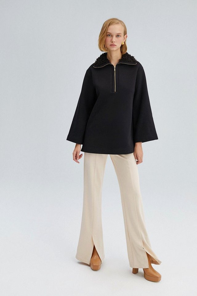 touche prive Kapuzenpullover SWEATSHIRT MIT KUNSTPELZKRAGEN von touche prive
