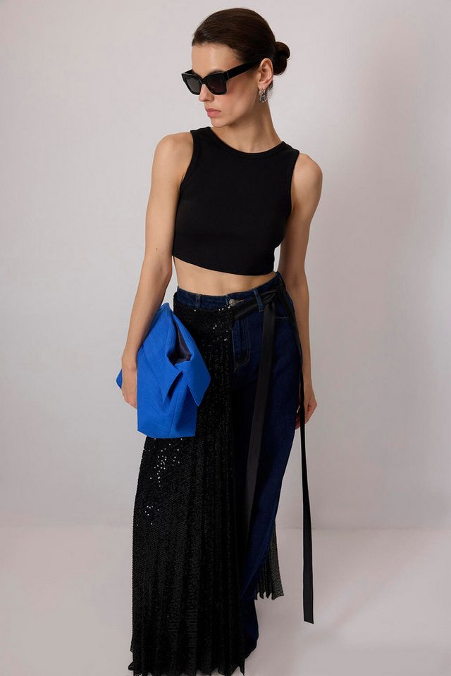 touche prive Langarmbody 100 % geripptes Basic-Strickunterhemd aus Baumwolle von touche prive