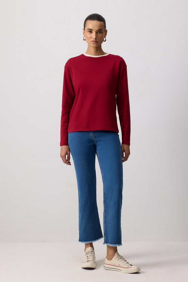 touche prive Longsweatshirt T-SHIRT AUS 100 % BAUMWOLLE MIT GERIPPTEM KRAGEN von touche prive