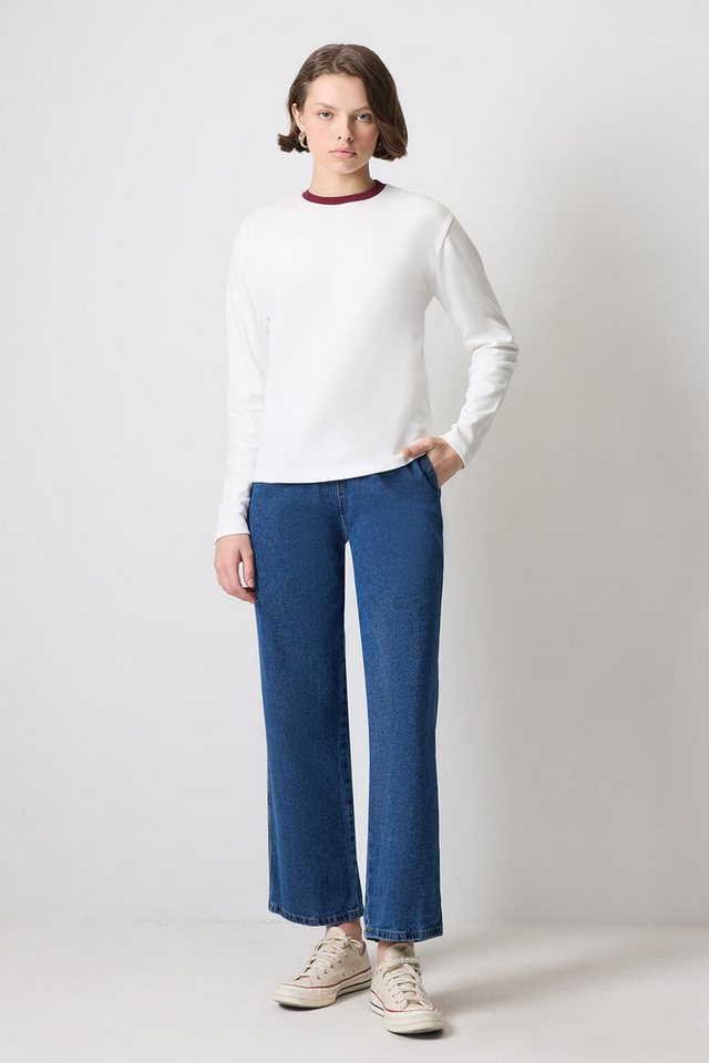 touche prive Longsweatshirt T-SHIRT AUS 100 % BAUMWOLLE MIT GERIPPTEM KRAGEN von touche prive