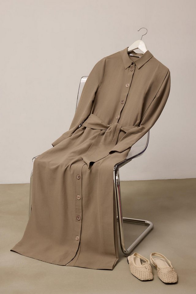 touche prive Maxikleid Hemdblusenkleid aus Popeline mit Gürtel von touche prive