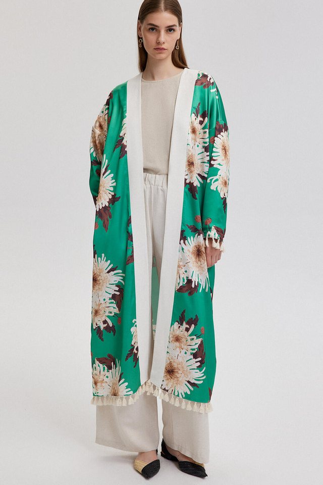 touche prive Maxikleid KIMONO MIT BLUMENMUSTER UND FRANSEN von touche prive