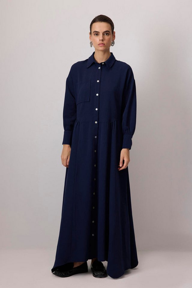 touche prive Maxikleid Leinenkleid mit Struktur und Muschelknopf von touche prive