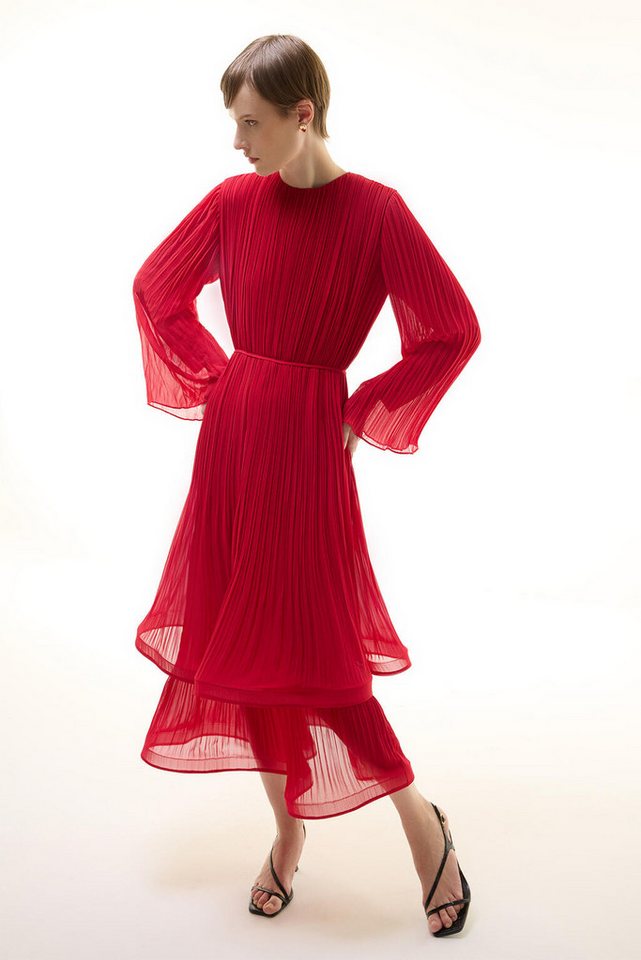 touche prive Maxikleid Plissiertes Chiffonkleid mit Bindegürtel von touche prive