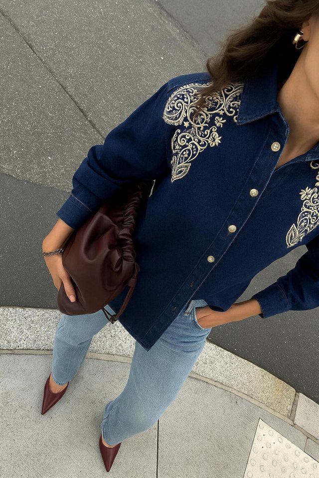 touche prive Rugbyshirt BESTICKTES DENIMHEMD von touche prive