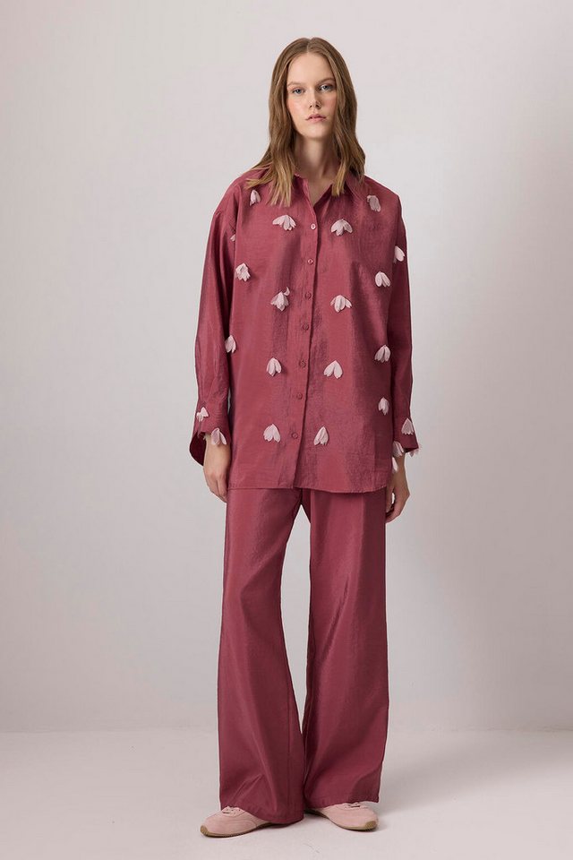 touche prive Rugbyshirt Hemd mit Netz-Blumenstickerei von touche prive