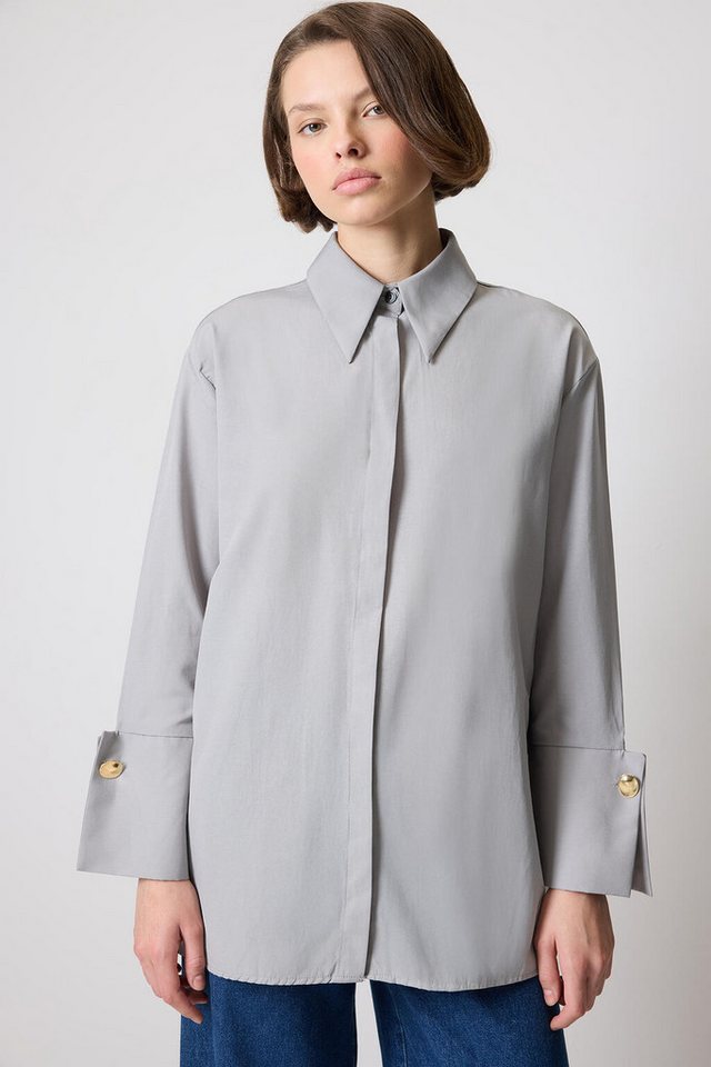 touche prive Rugbyshirt Poplin Shirt mit Weiten Manschetten, Schwarz von touche prive