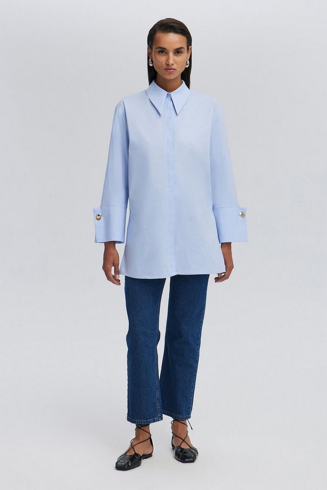 touche prive Rugbyshirt Poplin Shirt mit Weiten Manschetten, Schwarz von touche prive