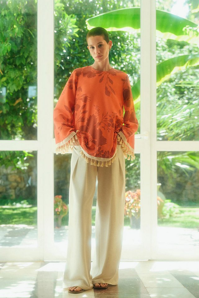 touche prive Stoffhose Leinenhose mit weitem Bein und Taschendetail von touche prive