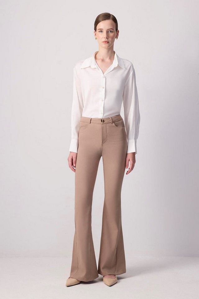 touche prive Stoffhose Schlaghose aus Crêpe von touche prive