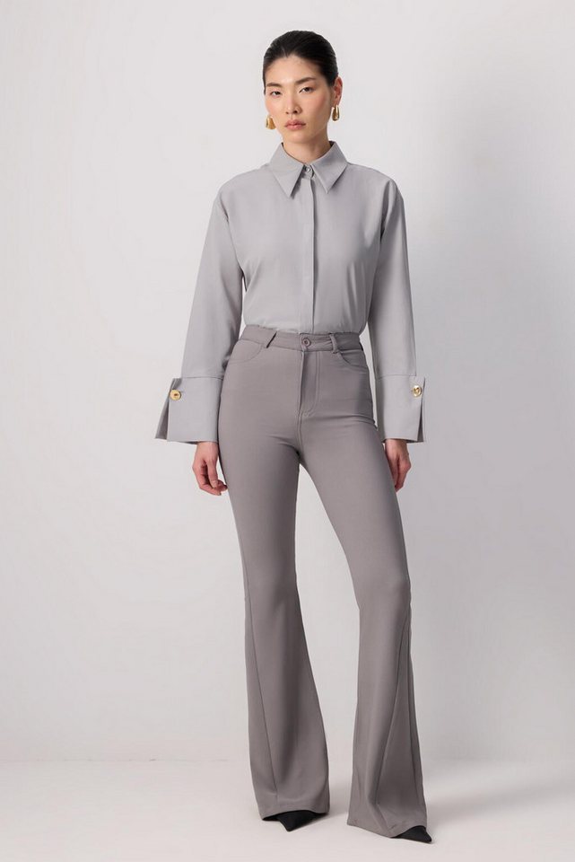 touche prive Stoffhose Schlaghose aus Crêpe von touche prive