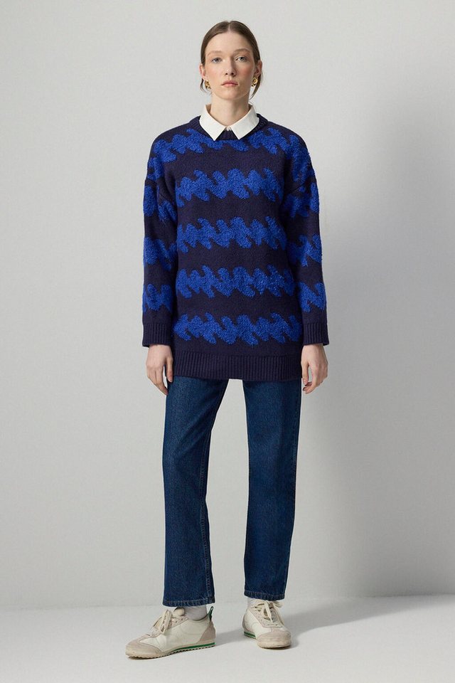 touche prive Sweatshirt OVERSIZE-PULLOVER MIT RUNDHALSAUSSCHNITT UND GEMUSTER von touche prive