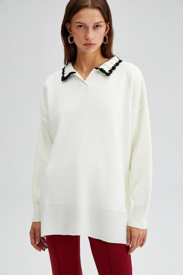 touche prive Sweatshirt STRICKPULLOVER MIT HÄKELDETAILS von touche prive