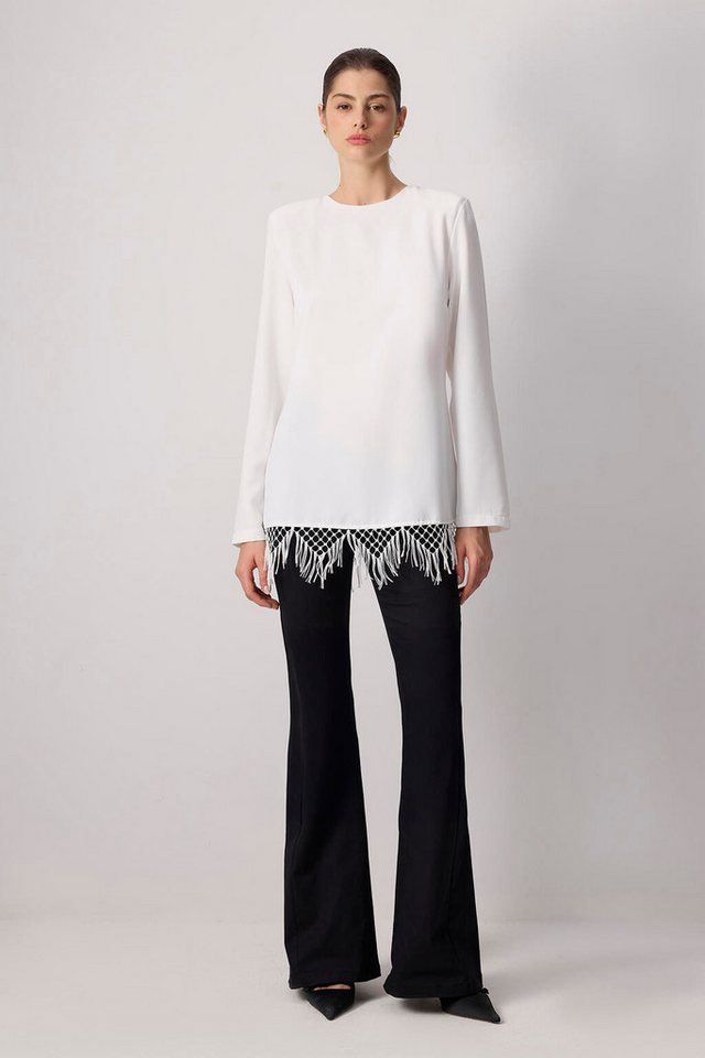 touche prive Tunikashirt TUNIKA AUS CRÊPE MIT FRANSEN von touche prive