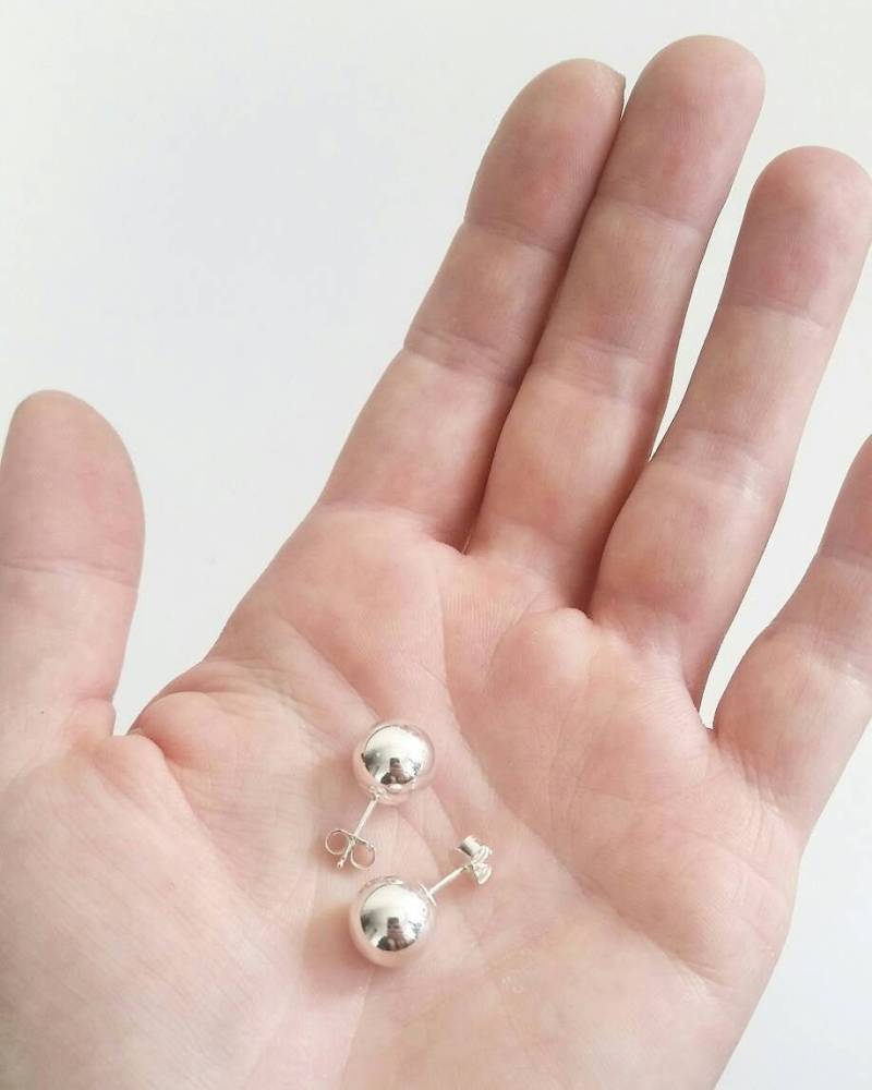 Extra Große Sterling Silber Kugel Ohrstecker. Minimalist Perle Silberne Extra Große Sterling Silber Kugel Ohrstecker. Minimalist Perle Silberne von touchthedutch