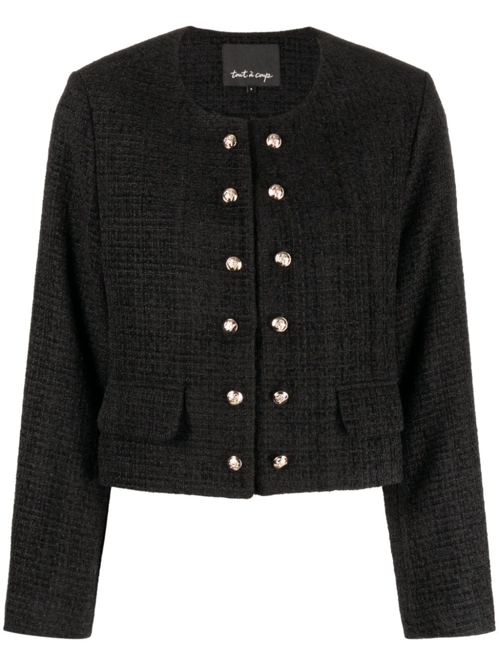 tout a coup Geknöpfte Tweed-Jacke - Schwarz von tout a coup