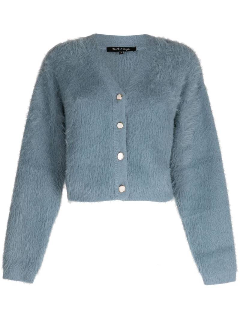 tout a coup Cropped-Cardigan aus Faux Fur - Blau von tout a coup