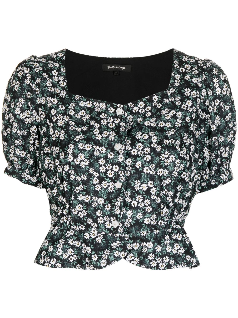 tout a coup Cropped-Oberteil mit Blumen-Print - Schwarz von tout a coup