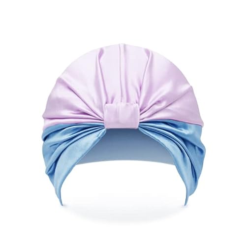 townssilk 100% Maulbeerseide Frauen Nachtmütze, 16Momme Schlafmütze Seide Duschhaube Gut für das Haar, schützt das Haar, Seide Nachtmütze,Beliebte,lavenderIceblue von townssilk