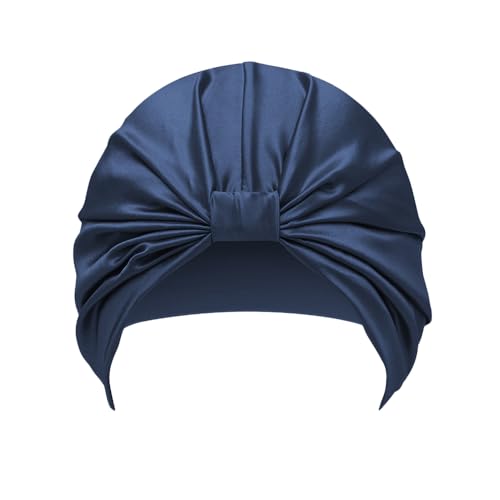 townssilk 100% Maulbeerseide Frauen Nachtmütze,16Momme Schlafmütze Seide Duschhaube Gut für das Haar,schützt das Haar,Seide Nachtmütze,Beliebte,1 Stück,Navyblue von townssilk
