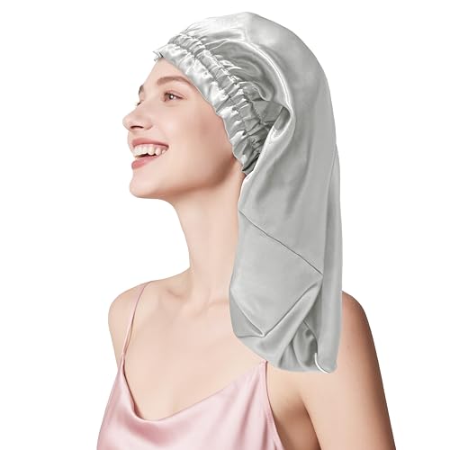 townssilk Seidenhaube zum Schlafen, 100% 22 Momme Maulbeerseide, für Damen, luxuriös, atmungsaktiv, sitzt sicher über Nacht & druckfrei, ideal für lange & lockige Haare – Silver 58cm townssilk Seidenhaube zum Schlafen, 100% 22 Momme Maulbeerseide, für Damen, luxuriös, atmungsaktiv, sitzt sicher über Nacht & druckfrei, ideal für lange & lockige Haare – Silver 58cm von townssilk