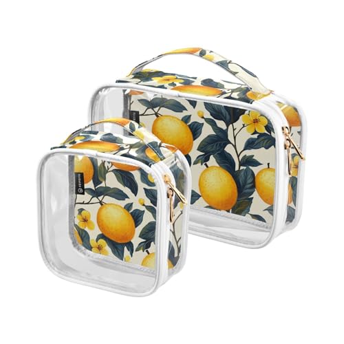 2 Stück transparente dekorative Kulturbeutel für Herren, TSA-geprüft, gelbe Früchte und grüne Blätter, wasserabweisend, Make-up-Tasche, kleiner Flughafen, Fluggesellschaftskonform, Bolsa de 2 Stück transparente dekorative Kulturbeutel für Herren, TSA-geprüft, gelbe Früchte und grüne Blätter, wasserabweisend, Make-up-Tasche, kleiner Flughafen, Fluggesellschaftskonform, Bolsa de von tplaotee