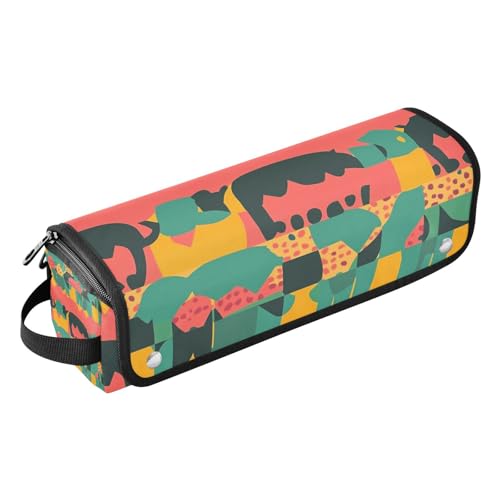 2-in-1-Lockenstab-Reiseetui mit hitzebeständiger Matte, wasserdicht, Reise-Organizer für Glätteisen, Glätteisen, Lockenstäbe, Nilpferd, geometrischer Stil, für Frauen, Nilpferd, geometrischer Stil, 1 2-in-1-Lockenstab-Reiseetui mit hitzebeständiger Matte, wasserdicht, Reise-Organizer für Glätteisen, Glätteisen, Lockenstäbe, Nilpferd, geometrischer Stil, für Frauen, Nilpferd, geometrischer Stil, 1 von tplaotee