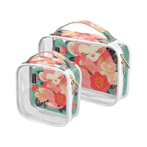 2 transparente dekorative Kulturbeutel für Herren, TSA-geprüft, Frühlingsfarbe, niedlicher Affe, tragbar, Make-up-Tasche, Organizer, Rasierutensilien, maquillaje 2 transparente dekorative Kulturbeutel für Herren, TSA-geprüft, Frühlingsfarbe, niedlicher Affe, tragbar, Make-up-Tasche, Organizer, Rasierutensilien, maquillaje von tplaotee