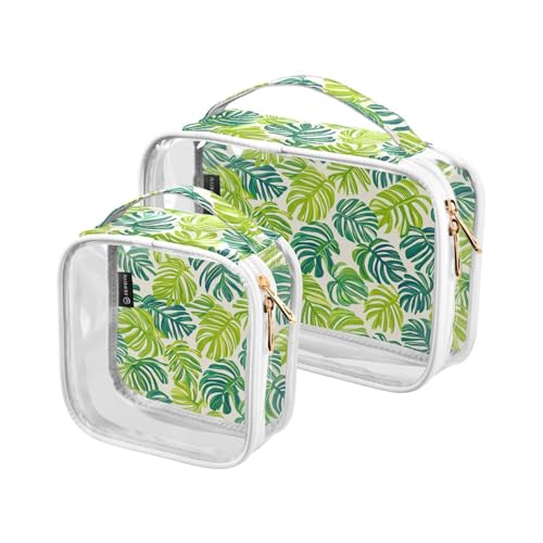 2 transparente dekorative Kulturbeutel für Herren, TSA-geprüft, Monstera Deliciosa, wasserabweisend, Make-up-Organizer, Tasche, Rasierutensilien, Grün 2 transparente dekorative Kulturbeutel für Herren, TSA-geprüft, Monstera Deliciosa, wasserabweisend, Make-up-Organizer, Tasche, Rasierutensilien, Grün von tplaotee