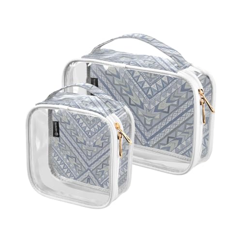 2 transparente dekorative Kulturbeutel zum Aufhängen, TSA-genehmigt, Boho-Stil, blau-grau, unregelmäßige Streifen, wiederverwendbar, Make-up-Tasche, Organizer, Rasierset für Herren, Para Maquillaje 2 transparente dekorative Kulturbeutel zum Aufhängen, TSA-genehmigt, Boho-Stil, blau-grau, unregelmäßige Streifen, wiederverwendbar, Make-up-Tasche, Organizer, Rasierset für Herren, Para Maquillaje von tplaotee