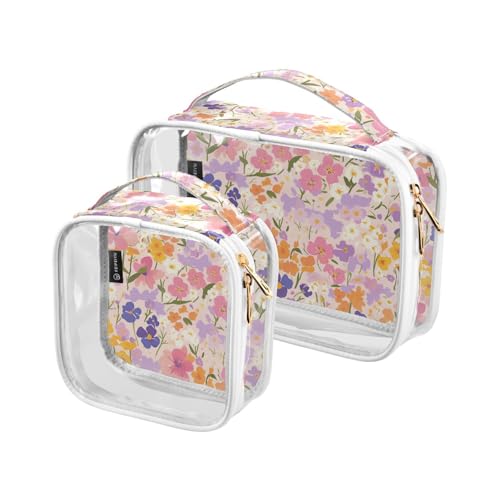 2 transparente dekorative Kulturbeutel zum Aufhängen, TSA-genehmigt, buntes Blumenmuster, Aquarell, wasserabweisend, Kosmetiktaschen für Damen, Reise-Set, Rasierutensilien, de maquillaje 2 transparente dekorative Kulturbeutel zum Aufhängen, TSA-genehmigt, buntes Blumenmuster, Aquarell, wasserabweisend, Kosmetiktaschen für Damen, Reise-Set, Rasierutensilien, de maquillaje von tplaotee