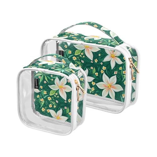 2 transparente dekorative Kulturbeutel zum Aufhängen, TSA-geprüft, Osterlilie, Frohe Ostern, wasserdicht, große Kosmetiktaschen für Frauen, Rasurutensilien, maquillaje von tplaotee