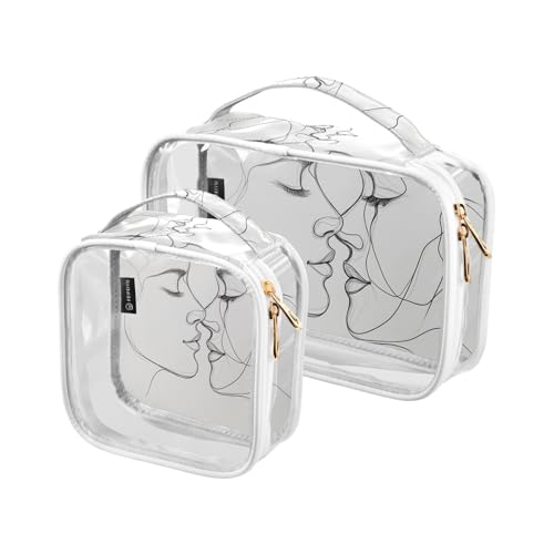 2 transparente dekorative Make-up- und Kulturbeutel, TSA-genehmigt, abstrakte Linienliebhaber, wasserdichte Taschen für Damen, Reisen, unverzichtbar 2 transparente dekorative Make-up- und Kulturbeutel, TSA-genehmigt, abstrakte Linienliebhaber, wasserdichte Taschen für Damen, Reisen, unverzichtbar von tplaotee