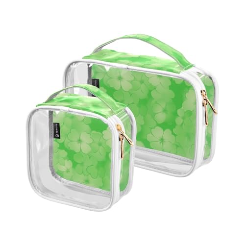 2 transparente dekorative Make-up- und Kulturbeutel, TSA-zugelassen, grüne Blumen, wiederverwendbare Reise-Kosmetiktaschen für Frauen, Rasierutensilien, de maquillaje para von tplaotee