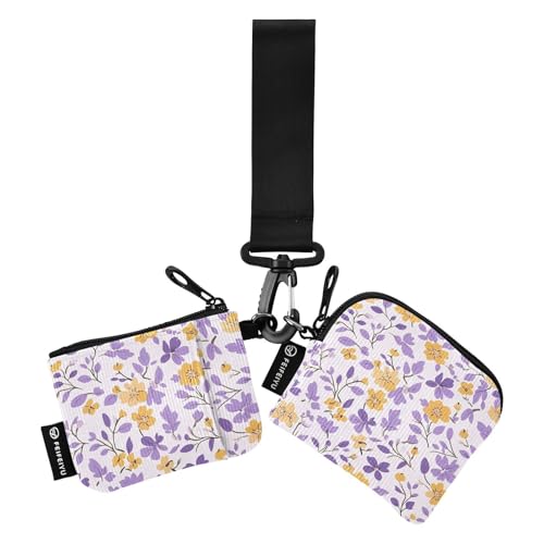 2 x Geldbörse mit Blumenmuster und Blättern, Violett und Gelb, Doppel-Münzgeldbörse, Kreditkartenetui, niedlich, modisch, Visitenkartenhalter mit Reißverschluss, Münzfach für Herren, 2 Stück, 2 x Geldbörse mit Blumenmuster und Blättern, Violett und Gelb, Doppel-Münzgeldbörse, Kreditkartenetui, niedlich, modisch, Visitenkartenhalter mit Reißverschluss, Münzfach für Herren, 2 Stück, von tplaotee