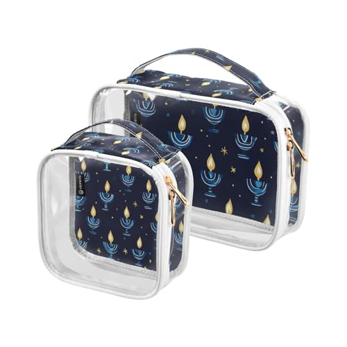 2 x transparente dekorative Herren-Kulturbeutel für Reisen, TSA-geprüft, Urlaub, Kerze, wasserabweisend, Reise-Make-up-Tasche, Rasierset für Herren von tplaotee