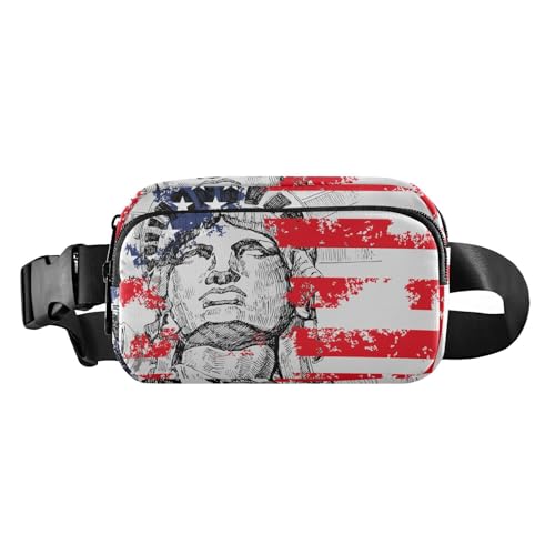 4. Juli American Independence Liberty Flagge, modische Umhängetasche, Hüfttasche für Damen, Herren, Teenager, große Kapazität, Schultertasche, Brusttasche mit verstellbarem Gurt, für Radfahren von tplaotee
