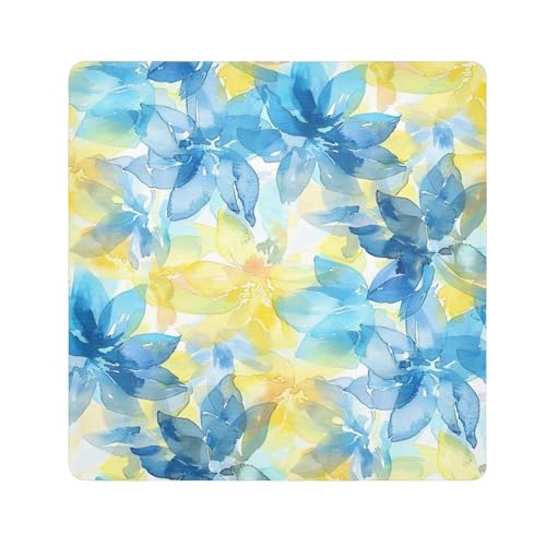Abstrakte Aquarell-Blume, zitronengelb, hellblau, Schutztasche, Kosmetiktasche, Organizer, Verpackung, Kameralinse, Tuch für Toilettenartikel, Größe 55,1 x 55,1 cm von tplaotee