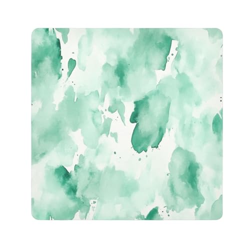 Abstraktes Aquarell-Minzgrün/Creme-Weiß, selbstklebende Kulturbeutel, Stoff, Make-Up-Organizer, Verpackung, Kameralinse, Tuch, Kosmetik-Organizer für Reisen, Größe 55,1 x 55,1 cm von tplaotee
