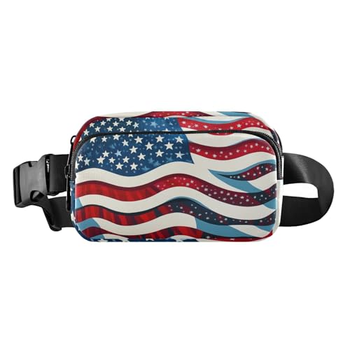Amrica-Flagge, stilvolle Umhängetasche, Hüfttasche für Damen und Herren, wasserabweisend, Umhängetasche mit verstellbarem Riemen für Reisen, Einkaufen, Laufen von tplaotee