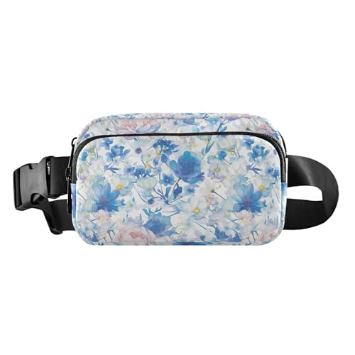 Aquarell-Kunst, elegante blaue Blumen, modische Bauchtasche für Männer und Frauen, Mehrzweck-Gürteltasche, Reisebrieftasche mit verstellbarem Riemen für Reisen, Fitnessstudio, Arbeit Aquarell-Kunst, elegante blaue Blumen, modische Bauchtasche für Männer und Frauen, Mehrzweck-Gürteltasche, Reisebrieftasche mit verstellbarem Riemen für Reisen, Fitnessstudio, Arbeit von tplaotee