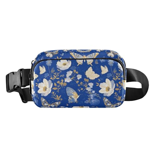 Bauchtasche für Damen, Herren, Teenager, wasserdicht, mit verstellbarem Gurt, Blau und Weiß, mit verstellbarem Gurt, für Workout, Laufen, Wandern von tplaotee