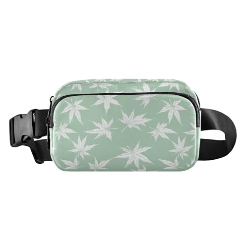 Bauchtasche mit Ahornblättern, für Damen, Herren, Teenager, wasserdicht, mit verstellbarem Gurt, für Reisen, Einkaufen, Laufen, Weiß von tplaotee